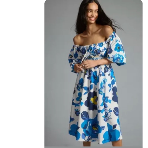 PLENTY BY TRACY REESE OFF-THE-SHOULDER PUFF-SLEEVE SMOCKED DRESS - Picture 12 of 13